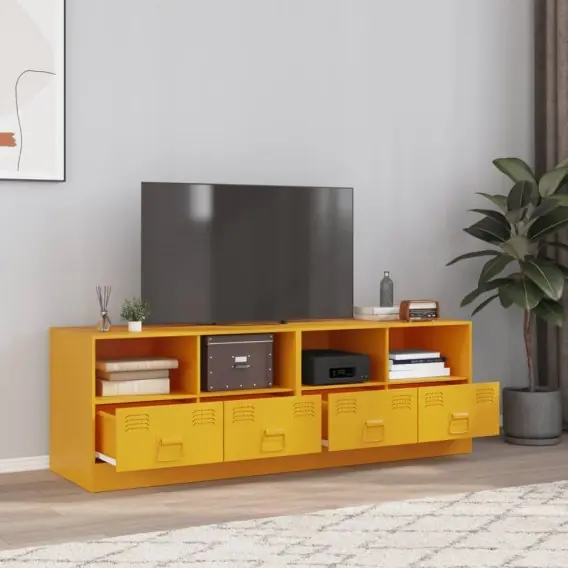 Bestseller Szafki pod telewizor, 2 szt., musztardowe, 67x39x44 cm, stalowe Lumarko! - Hurtownia wielobranżowa Lumarko